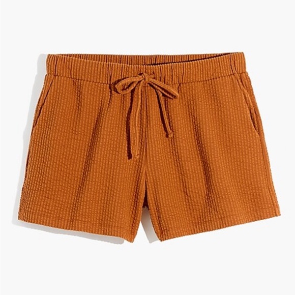 Madewell Size Medium in Warm Coffee Waffle Knit Seersucker Drawstring Shorts - Picture 2 of 9